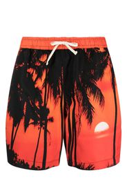 BLUE SKY INN palm-tree print swim shorts - Arancione