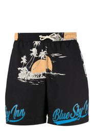 BLUE SKY INN palm-tree print swim shorts - Nero