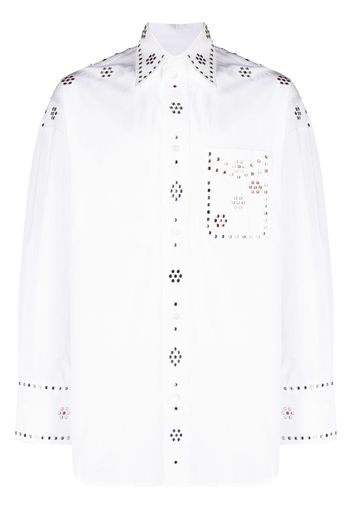 BLUEMARBLE rhinestone-embellished cotton shirt - Bianco