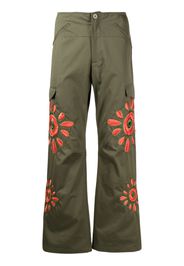 BLUEMARBLE embroidered straight-leg cargo trousers - Verde