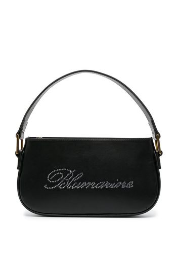 Blumarine rhinestone-logo leather shoulder bag - Nero