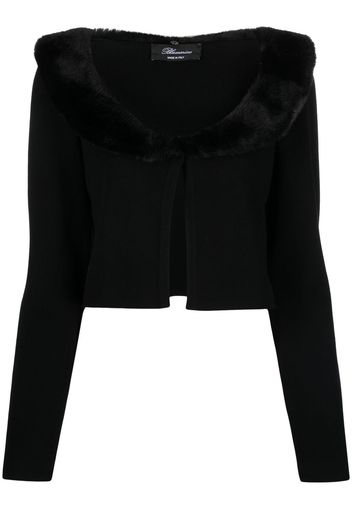 Blumarine Cardigan crop con scollo oversize - Nero