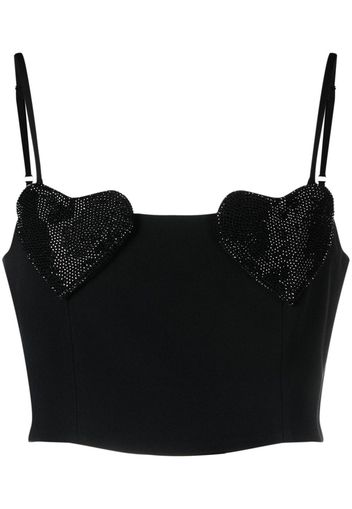 Blumarine Top corto con applicazione - Nero