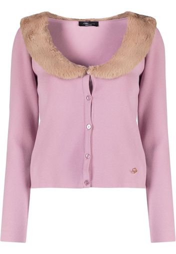 Blumarine Cardigan in finto shearling - Rosa