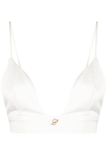 Blumarine logo-plaque bralette top - Bianco