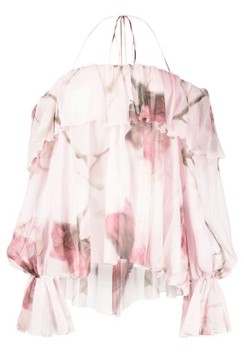 Blumarine Bardot-neckline ruffled blouse - Rosa