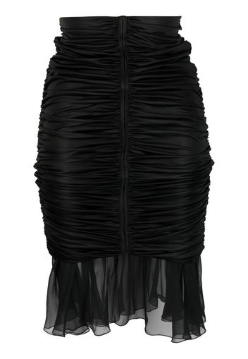 Blumarine silk ruched pencil skirt - Nero