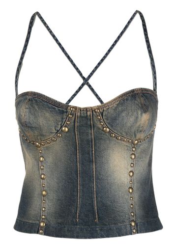 Blumarine stud-embellished denim tank top