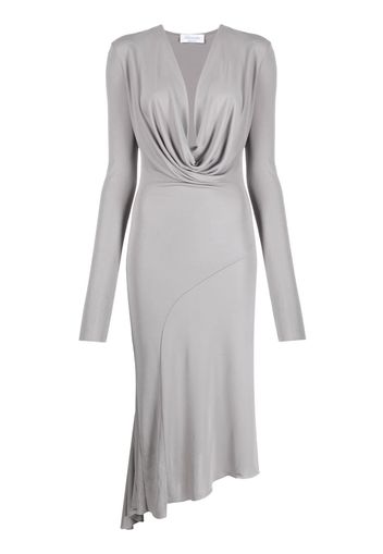 Blumarine cowl-neck asymmetric midi dress - Grigio