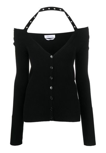 Blumarine halterneck ribbed-knit cardigan - Nero