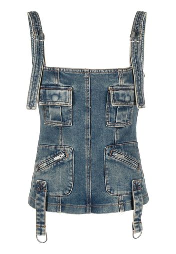 Blumarine multiple-pocket denim corset top