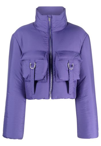 Blumarine funnel-neck cropped puffer jacket - Viola