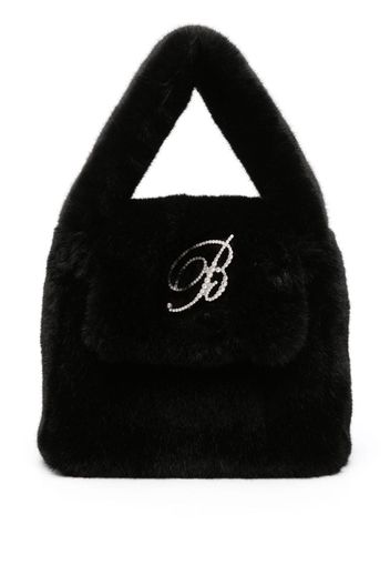 Blumarine logo-lettering textured-finish tote bag - Nero