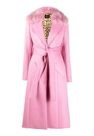 Blumarine trimmed-collar belted long coat - Rosa