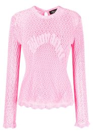 Blumarine logo-detail open-knit top - Rosa