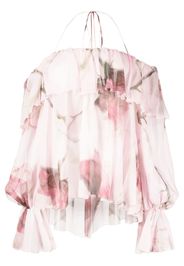 Blumarine Bardot-neckline ruffled blouse - Rosa