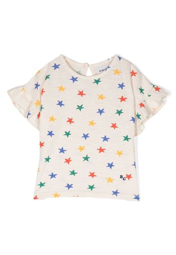 Bobo Choses star-print frilled-sleeve T-shirt - Toni neutri