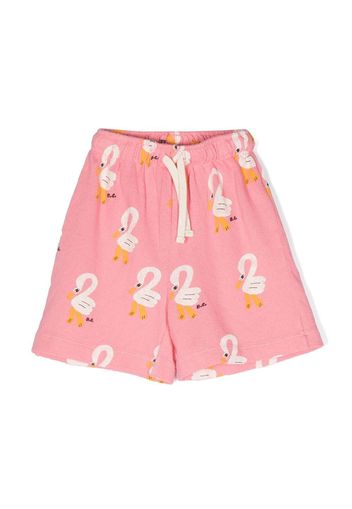 Bobo Choses all-over swan-print shorts - Rosa