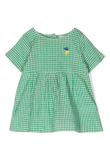 Bobo Choses gingham-print cotton-linen dress - Verde