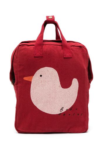 Bobo Choses bird-print cotton backpack - Rosso