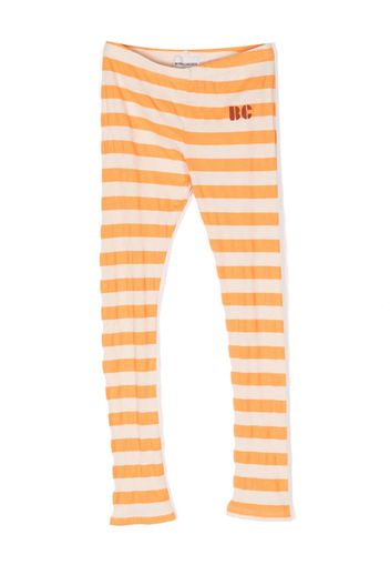 Bobo Choses logo-print striped ribbed leggings - Giallo