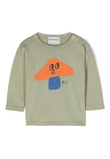 Bobo Choses mushroom-print long-sleeve T-shirt - Verde