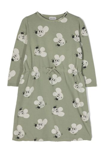 Bobo Choses mouse-print long-sleeve dress - Verde