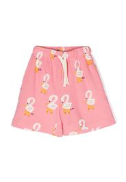 Bobo Choses all-over swan-print shorts - Rosa