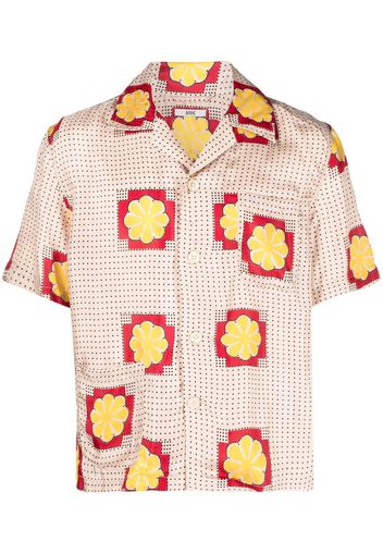 BODE floral-print short-sleeved silk shirt - Toni neutri