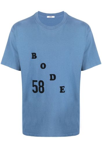 BODE flocked-logo cotton T-shirt - Blu