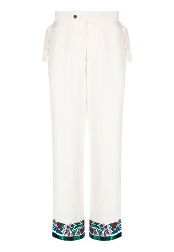 BODE embroidered-hem detail trousers - Toni neutri