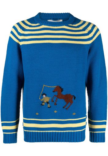 BODE stripe-detail round-neck jumper - Blu