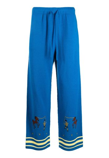 BODE wide-leg knitted drawstring trousers - Blu