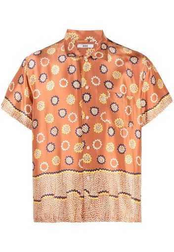 BODE floral print silk shirt - Marrone