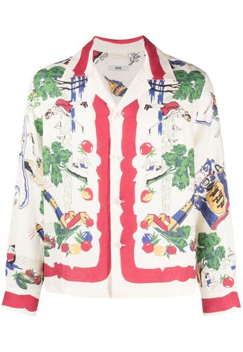 BODE graphic-print linen shirt - Toni neutri