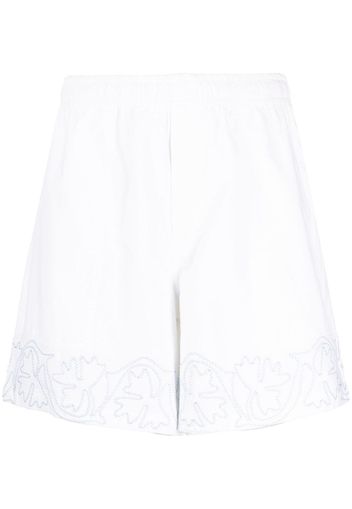 BODE Shorts denim a fiori - Bianco