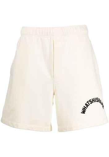 BODE Whatshisname logo-print cotton track shorts - Toni neutri