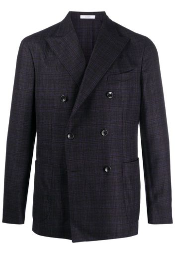 double-breasted check pattern blazer