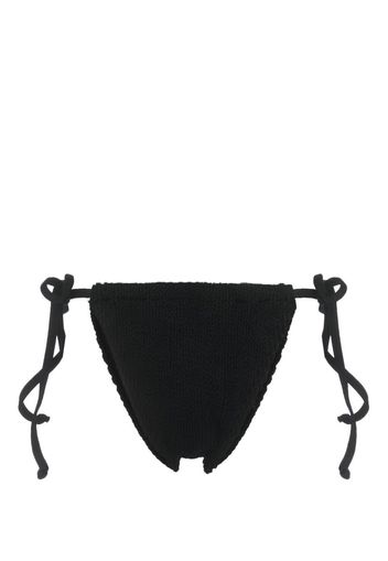 Bond-eye tie-fastening seersucker bikini bottom - Nero