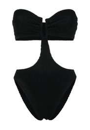 Bond-eye crinkled cut-out strapless swimsuit - Nero