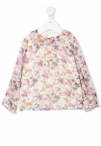 Bonpoint floral-print ruffled-collar blouse - Bianco