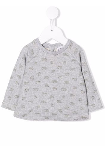 Bonpoint car-motif cotton sweatshirt - Grigio