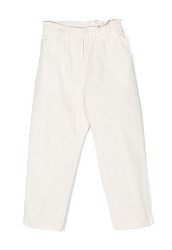 Bonpoint paperbag-waist cotton trousers - Toni neutri