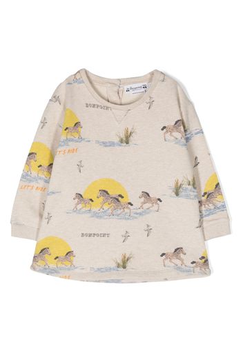 Bonpoint horse-print cotton sweatshirt - Toni neutri