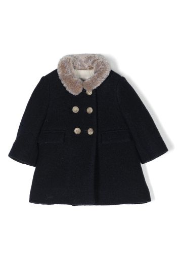 Bonpoint Cappotto doppiopetto con collo in shearling - Blu