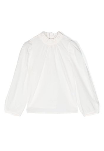 Bonpoint frilled-neck cotton top - Bianco