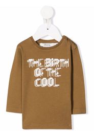 Bonpoint slogan-print cotton long-sleeve top - Marrone