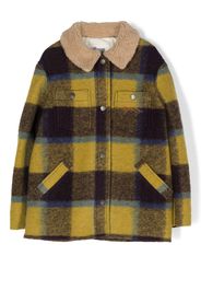 Bonpoint Giacca a quadri con scollo in shearling - Giallo