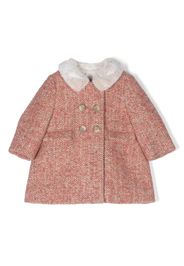 Bonpoint Cappotto doppiopetto con collo in shearling - Rosa