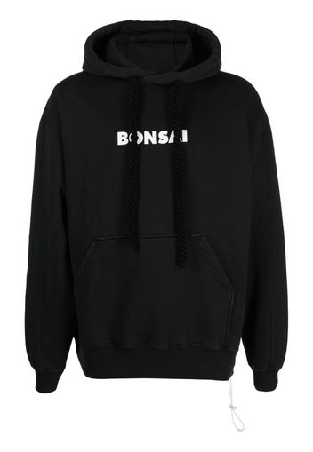 Bonsai logo-print cotton hoodie - Nero